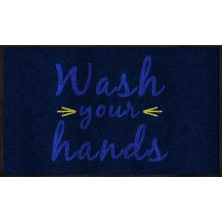 COLORSTAR Message Mat, Wash Your Hands 3' x 5', Smooth Backing backing 3017378-825135140